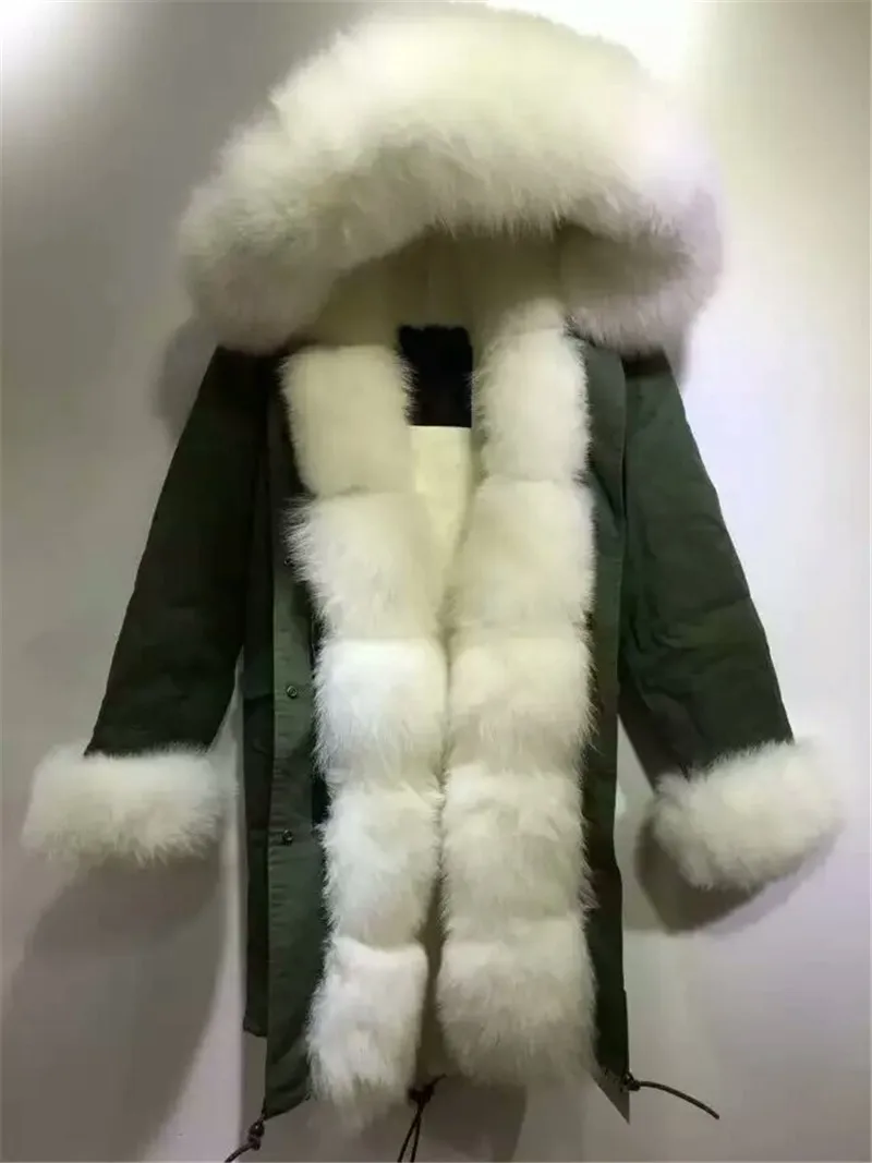 Customized winter thick warm fur removable hood collar &ampsleeve jacket fox rabbit faux parka mr mrs furs coats | Женская одежда