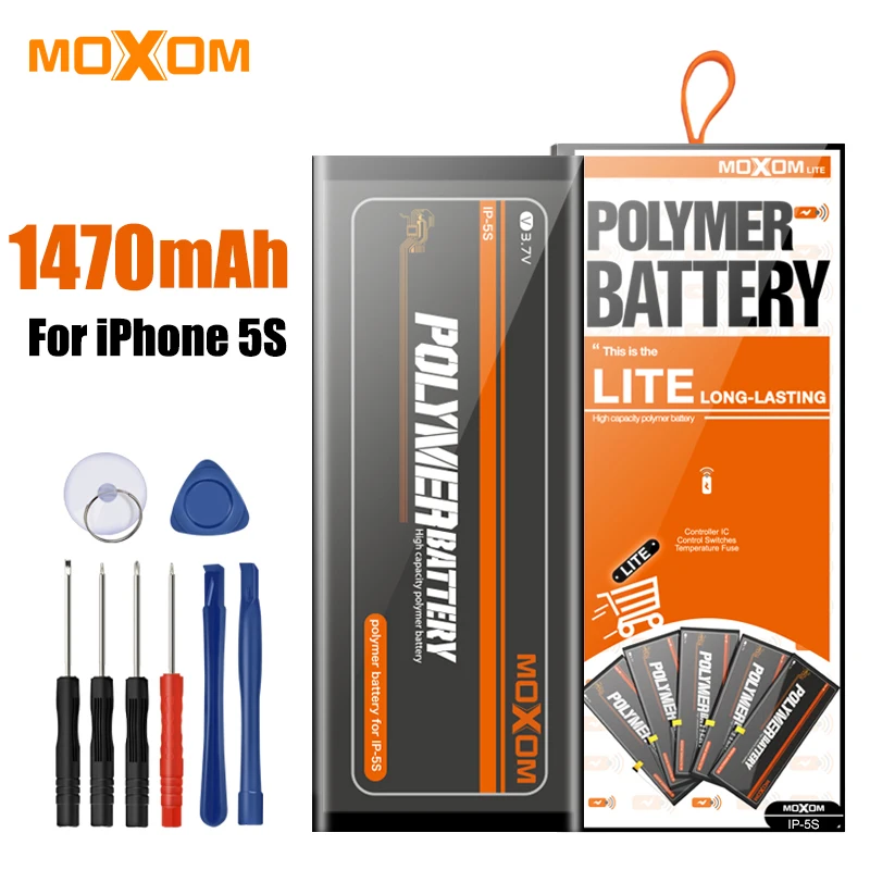 Оригинальная батарея MOXOM для iPhone 5S 1470 мАч запасная литий полимерная с бесплатным