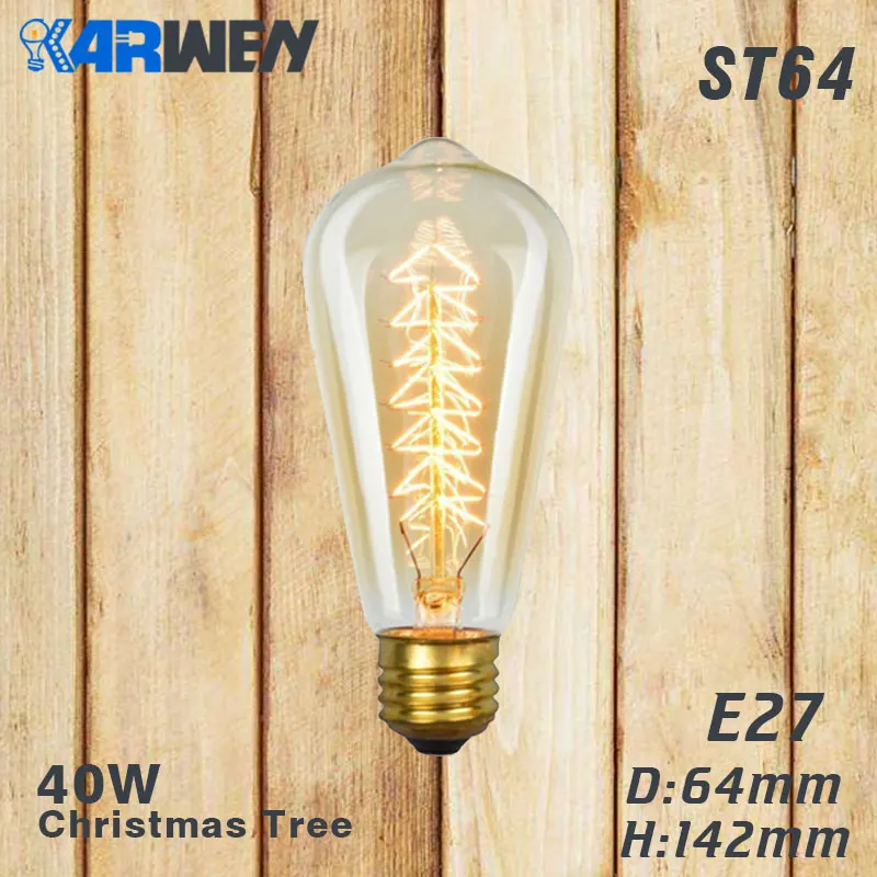 ST64 christmas Эдисон лампы E27 40 Вт накаливания подвесной светильник в стиле ретро 220V ST64 A19 T45 T10 G80 G95 ампулы Винтаж лампа Эдисона лампа накаливания светильник лампочка - Цвет: ST64 christmas