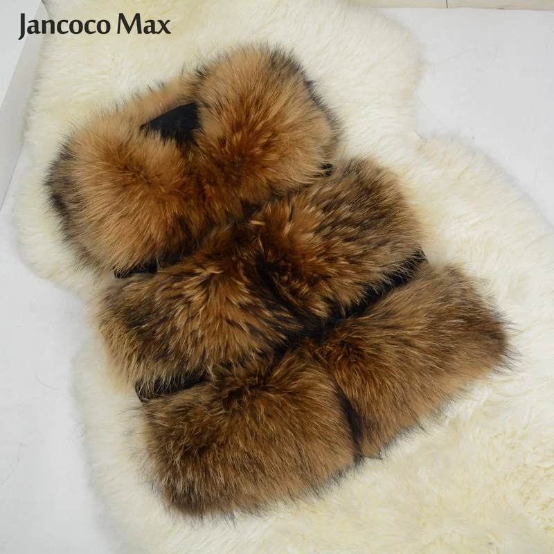 Jancoco Max женский жилет из натурального меха енота меховой жилет короткая куртка женская зимняя мода 3 ряда жилет высокого качества S1150SJ