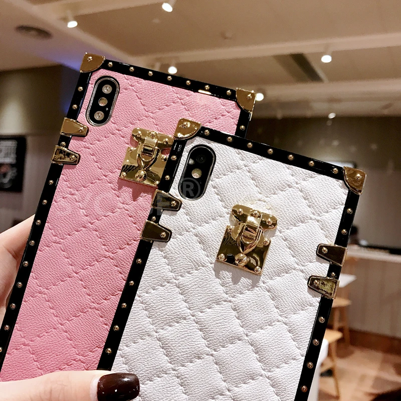 Кожаный чехол для Samsung S8 S9 Plus Note8 Note9 KoisAcase в клетку из ромбической овечьей кожи