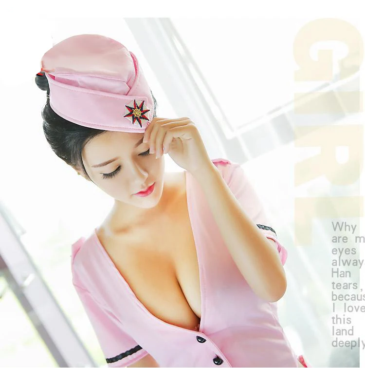 Flight Attendant Blue Uniforms Sexy Policewoman V-neck Military Fashion Stewardess Costume Cosplay Lingerie Hot Women | Тематическая