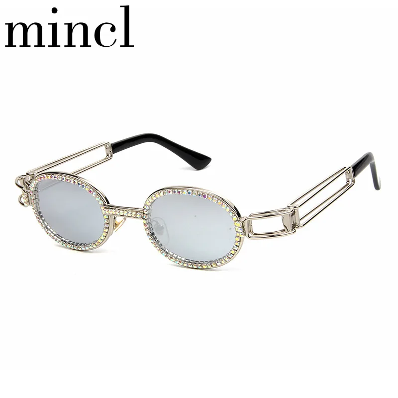 Солнцезащитные очки в стиле панк ретро круглые Wo Мужские Винтажные стразы