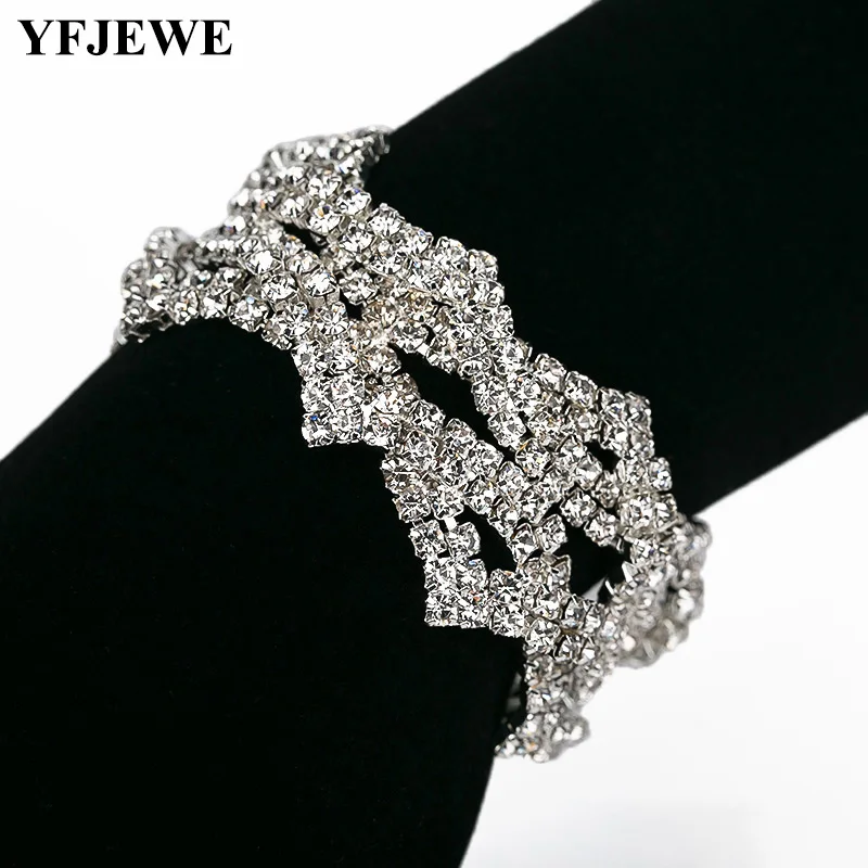

YFJEWE Crystal Silver Color Classic Style Retro Bracelet Link Chain Bride Wedding Fashion Women Jewelry Gift Wholesales B173