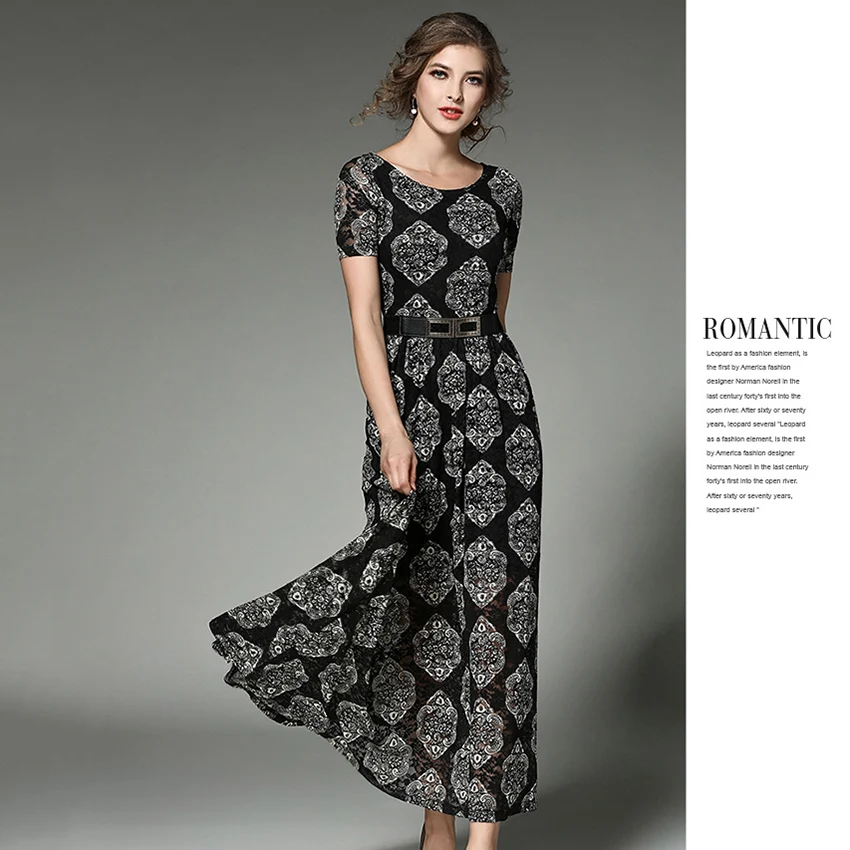 Женское кружевное платье с цветочным принтом 2018 новое летнее модное винтажное