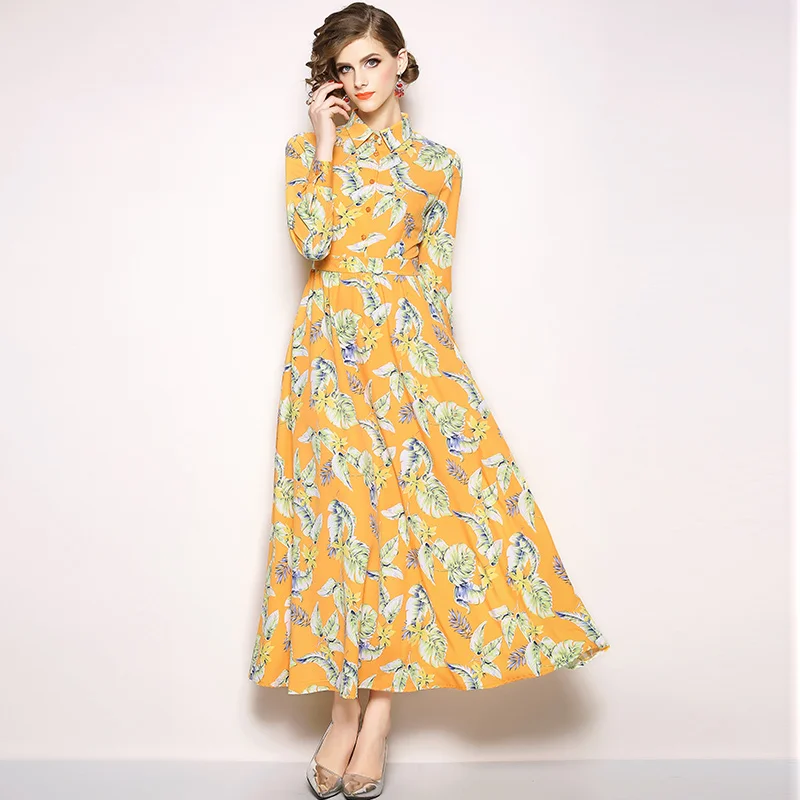 Женское длинное платье с цветочным принтом HAMALIEL Элегантное Длинное Платье