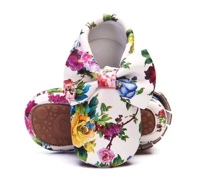 color flower Милые Мокасины с бантом и твердой подошвой для малышей; обувь для первых шагов; кожаная обувь для маленьких девочек; модная прогулочная обувь для малышей от 0 до 4 лет - Цвет: color flower