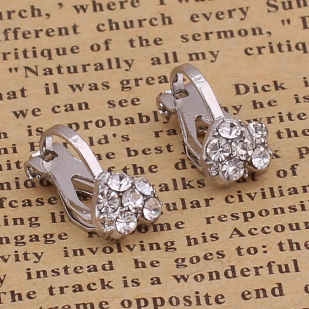 d6 heart Бренд Grace Jun rhinestone Кристалл Сердце Корона клипса геометрической формы на серьги без пирсинга для девочек Дети Мода милый ушной зажим без аллергии - Окраска металла: d6 heart