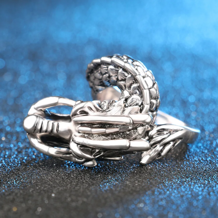 Мужское кольцо в стиле панк с изображением дракона|punk ring|punk ring menring men |