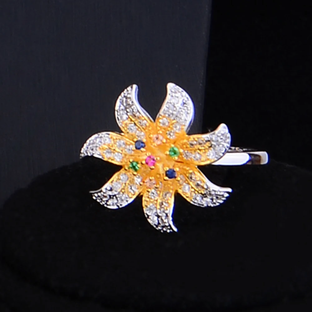 

SISCATHY New 4PCS Jewelry Sets Noble Flower Drop Earrings Necklace Bangle Open Ring Women Bridal Wedding Party Show Jewelry Sets
