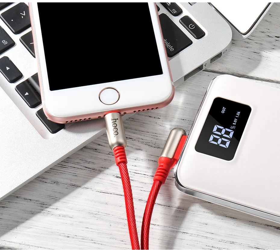 HOCO USB кабель для Apple 2.4A Быстрая зарядка цинковый сплав 90 градусов для Apple iPhone 8 7 6 11 Pro X XS Max XR iPad кабель для синхронизации данных