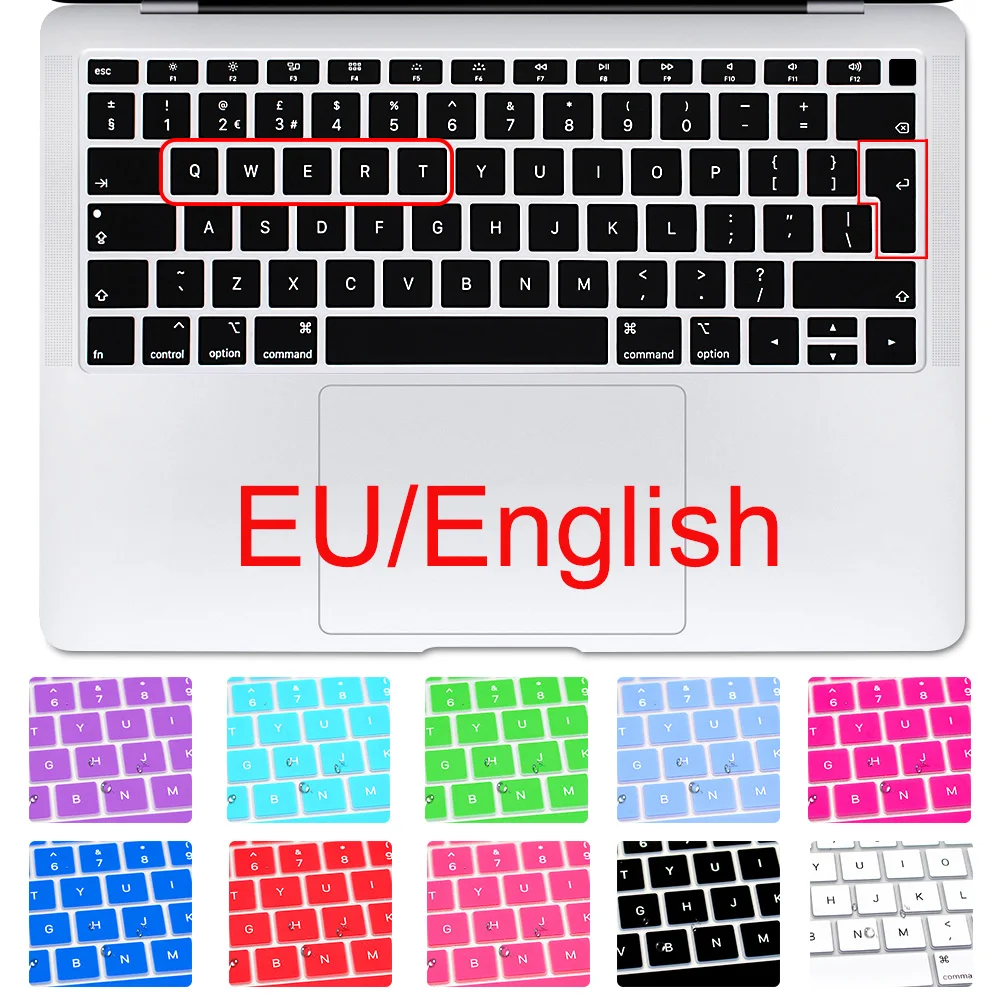 Силиконовый чехол для клавиатуры Redlai нового Macbook Air 13 A1932 Retina Dispaly & Touch ID ЕС Enter