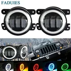 FADUIES 2 шт. в горошек 4 дюйма Круглый Wrangler светодиодный фонарь светильник 30 Вт 6000 К Белый Halo Кольцо DRL внедорожных Противотуманные огни для Jeep Wrangler JK TJ LJ