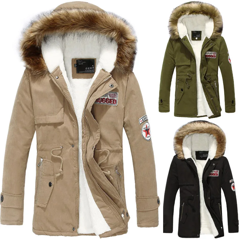 Мужчины открытый толстый слой 2015 новый зимняя куртка с капюшоном ватным пальто
