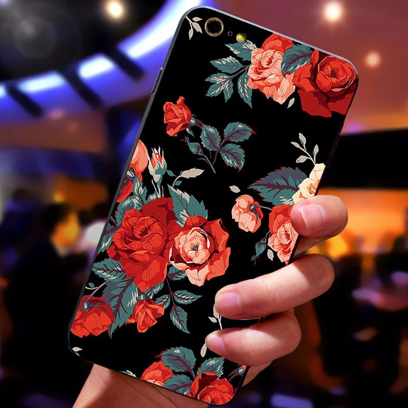 Рельефный цветок кремния чехол для iPhone 7 8 плюс Роза Цветочные листья X 6 s 5 5S SE