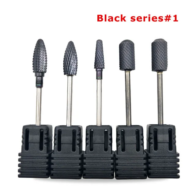 5PCSBlackSeries-1 HYTOOS 5 шт./компл. Вольфрам карбида фрез для маникюра/педикюра 3/3" ротационных напильников из маникюрные наконечники Дрель аксессуары фреза удаляйте гель Инструмент - Цвет: 5PCSBlackSeries-1
