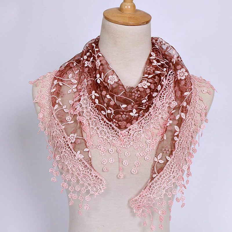 Winter Ladies Shawl Wraps Autumn Woman Scarves Shawls Girls Fashion Flowers Print Lace Chiffon Scarf 19 Colors |