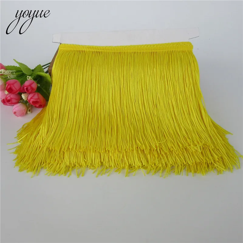 Yellow 1 ярд 15 см длинная бахрома кружево кисточка полиэстер кружевная отделка Лента для латинских танцев юбка занавеска бахрома для шитья DIY аксессуары - Цвет: Yellow