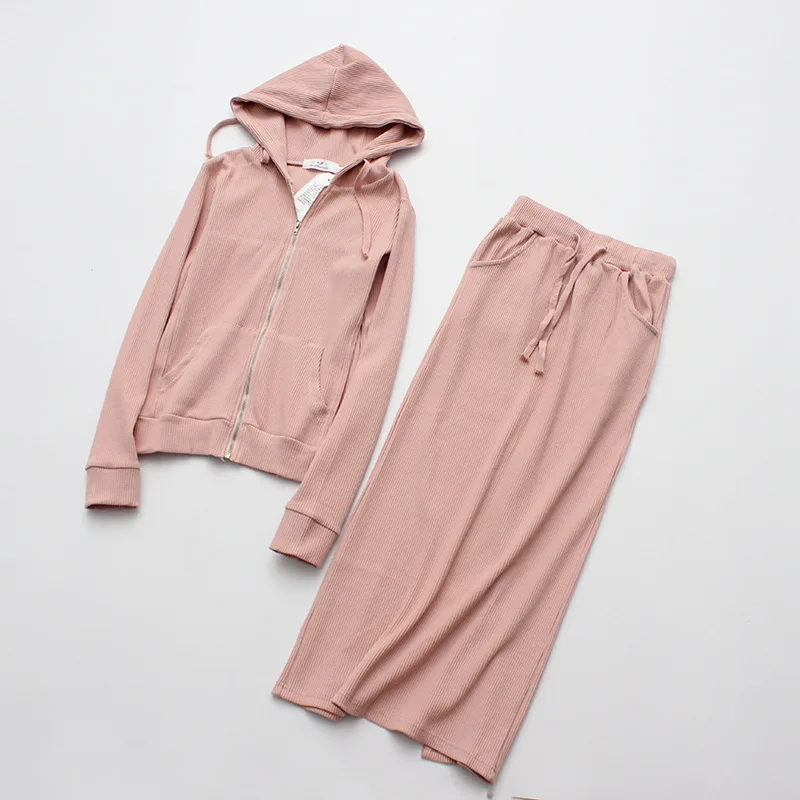 Pink Спортивный костюм, женский комплект с юбкой, сексуальный комплект из двух предметов, боди, женская одежда, розовый наряд, костюмы, вышивка, куртка с капюшоном, топы и юбка - Цвет: Pink