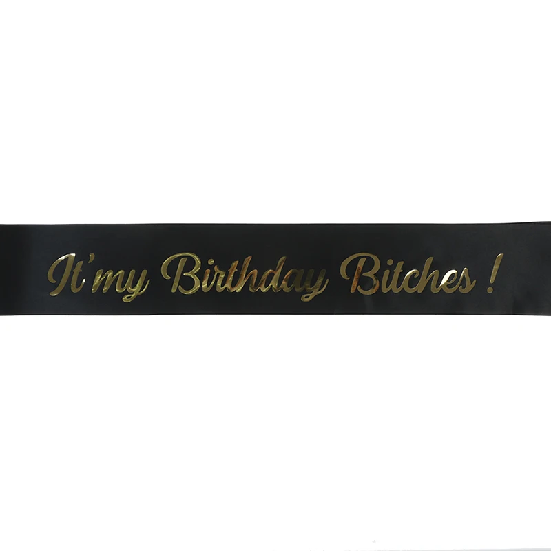 Черно белый атласный пояс It's My Birthday Bitches 1 шт.|Украшения своими руками для