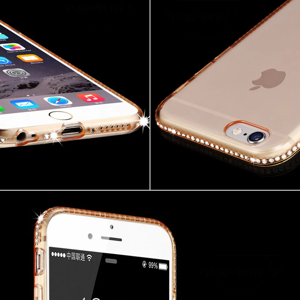 Блестящий чехол ТПУ со стразами для iphone SE 5S 6 6s 7 Plus 8 X XR XS MAX Samsung Note 9 S8 S9 A5 A7 J3 J5 J7 2017 S6