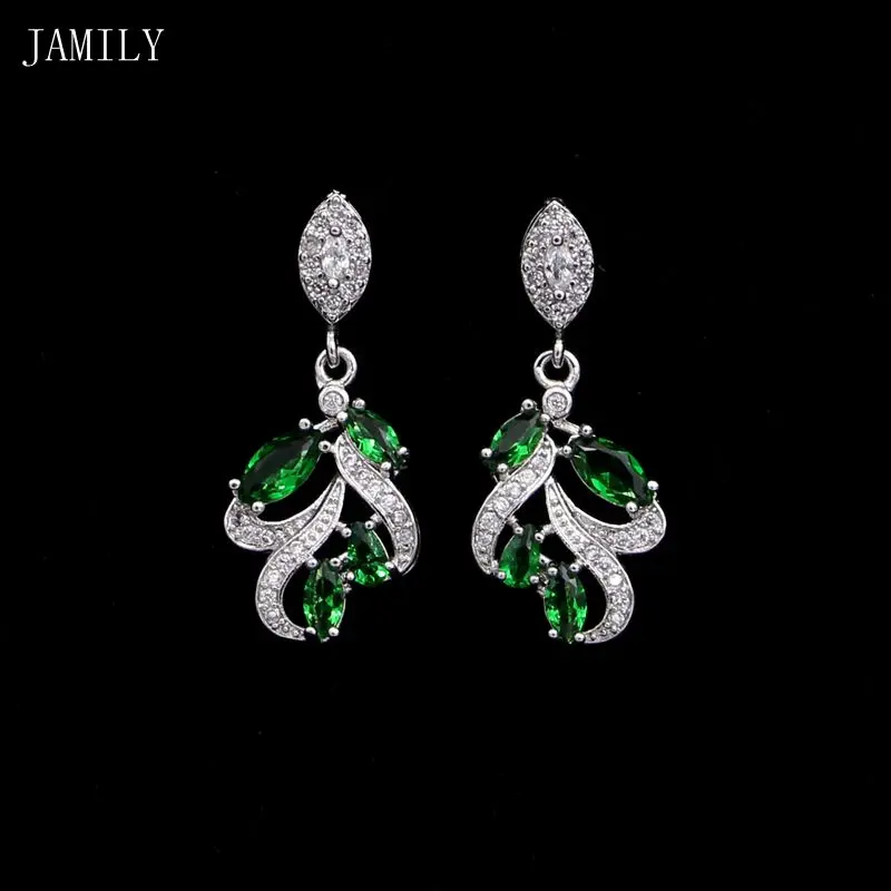 Модные романтические свадебные серьги из серебра 925 пробы с натуральным зеленым