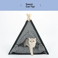 summer cat litter net red ins toy climbing frame small solid wood washable tent nest