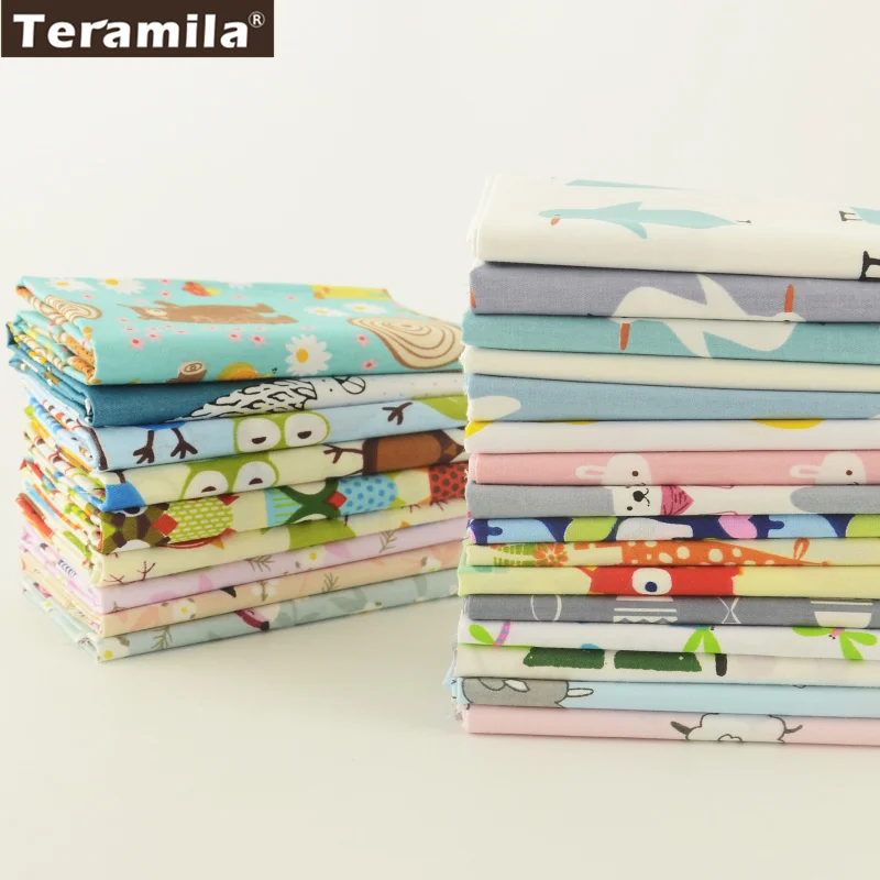 Teramila Cotton Fabric 25 Designs Animial Cartoon Patchwork Quilting Charm Packs Meter Home Textile Clothing Bedding|charm packs|quilting charm