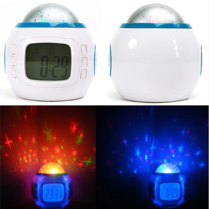 1PCS Creative Music Starry Sky Projection Alarm Clock Digital LED Calendar Thermometer Light Kids Toy | Дом и сад