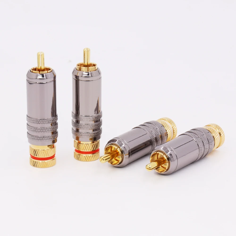 8 шт. Hi-End 24 K позолоченный медный штекер RCA прочные винты разъема RCA пайка Блокировка Аудио Видео WBT разъем
