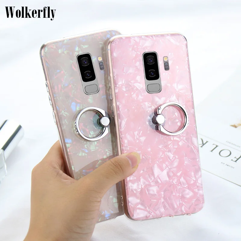 Красочный Блестящий чехол для samsung Galaxy S8 S8Plus S9 S9Plus S7 Edge Note 9 Note 8 J5 J7 J2 премьер-Чехол-держатель с кольцом