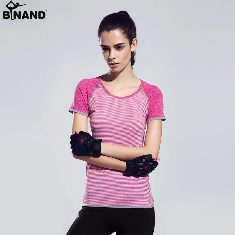 BINAND Новое Прибытие Athleisure Женщины Yoga Рубашки Quick Dry Фитнес Работает Спортивный