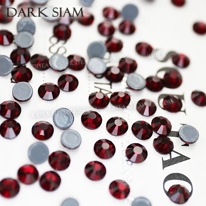Стразы с горячей фиксацией Dark Siam glass стразы кристаллы плоским дном для ткани