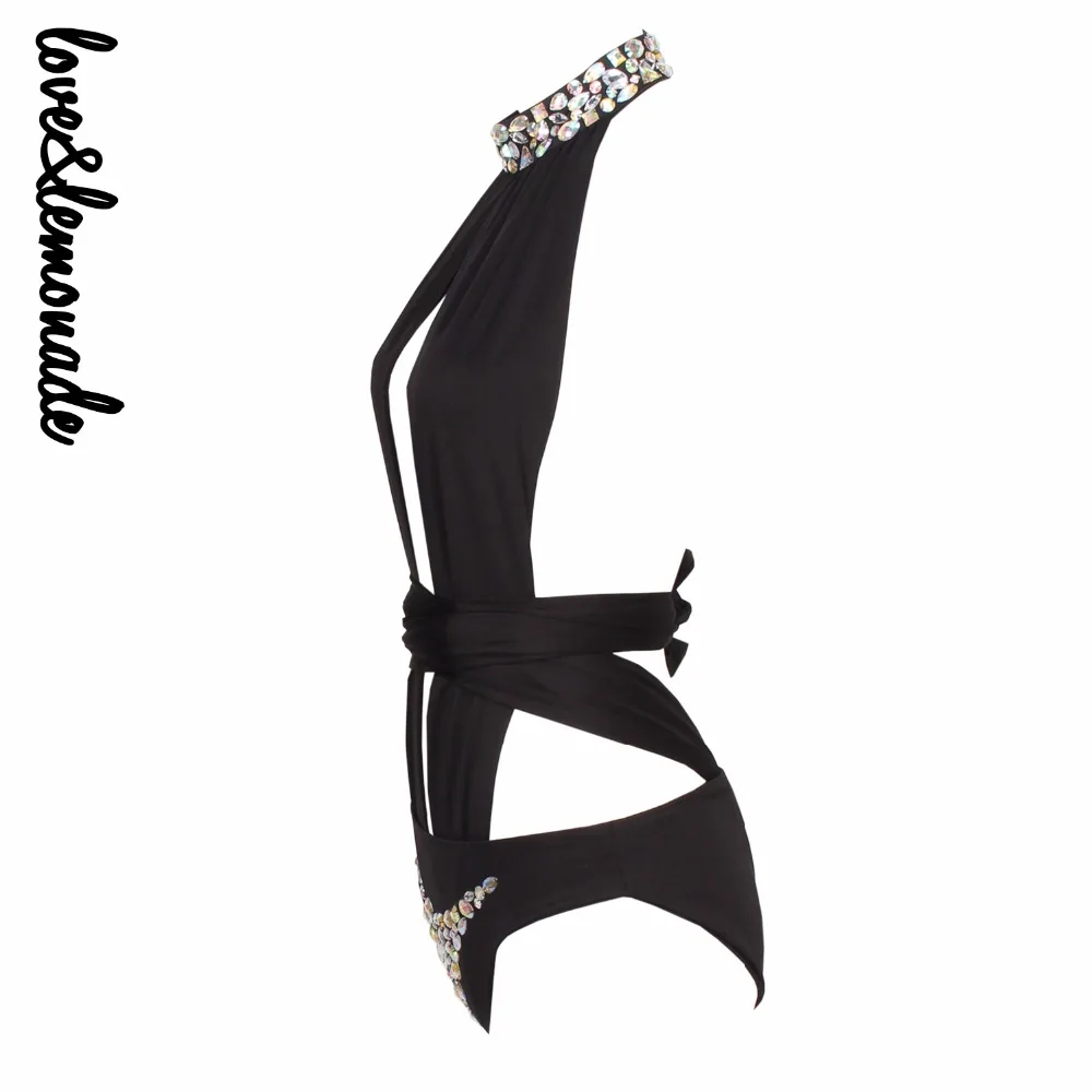 Боди LOVE & LEMONADE с регулируемыми бретелями и бусинами черный/синий TB 9315|bodysuit black|strap