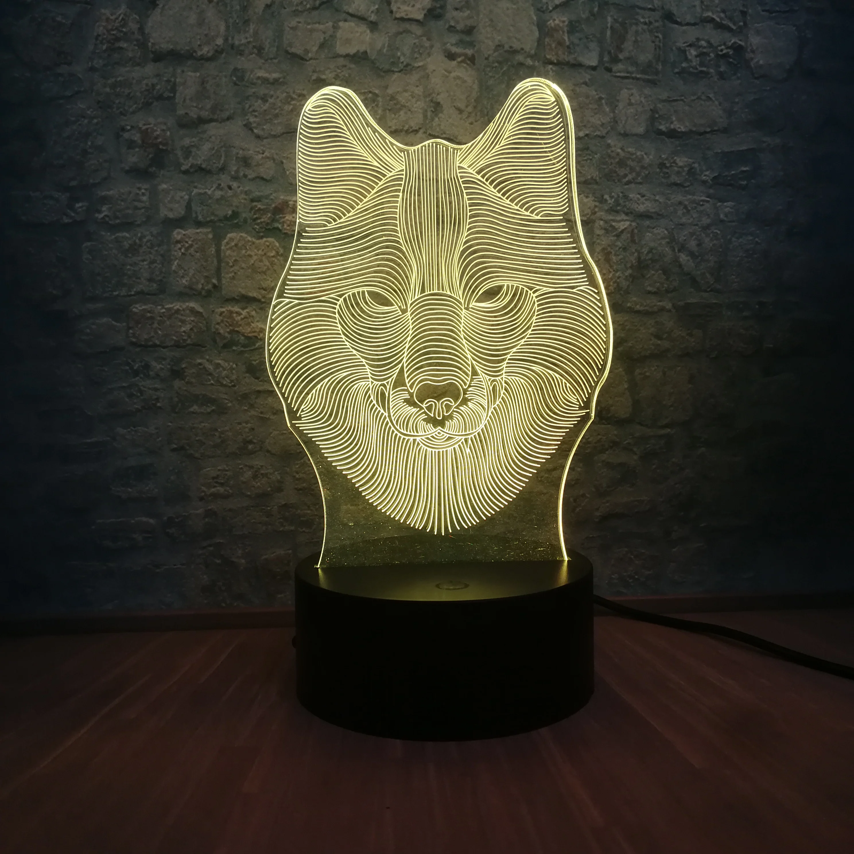 Новинка 3d лампа с головой животного волка ночник USB светодиодный светильник