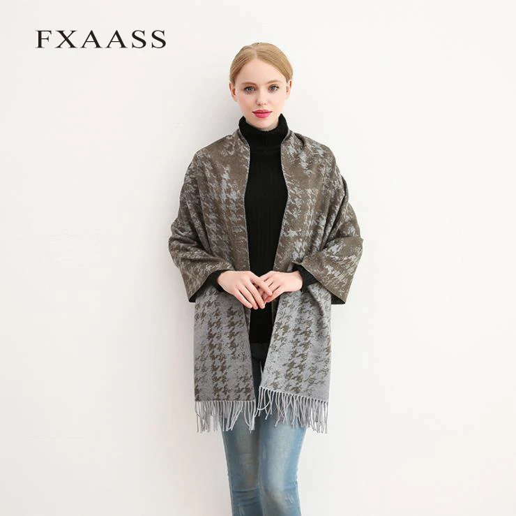 FXAASS новая осенне зимняя шерстяная шаль Модный женский большой шарф роскошные