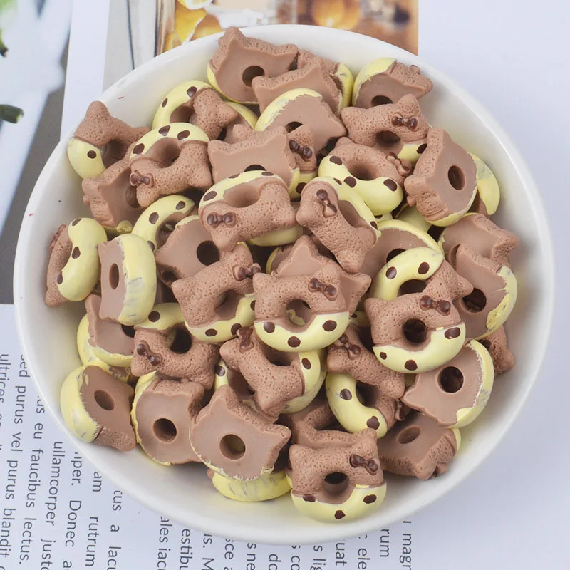 Khaki 10 шт Мультяшные миниатюрные животные пончик плоская задняя смола кабошон каваи имитация Кабошоны-еда украшения для телефона Скрапбукинг сделай сам - Цвет: Khaki