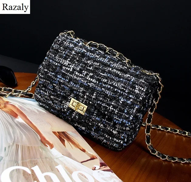 blue bag Женский кожаный вязаный клатч с золотой цепочкой, сумки через плечо, кошелек с замком и сумочки, женская сумка, сумка на плечо, вечерняя сумочка - Цвет: blue bag