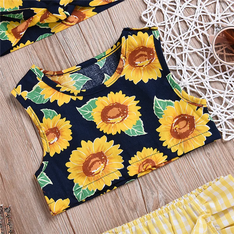 Новейшая одежда для маленьких девочек из 3 предметов рубашка без рукавов с