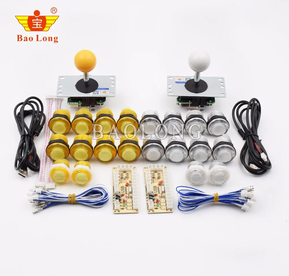 DIY аркадная игра джойстик наборы LED аркадные кнопки + USB контроллер кабели для
