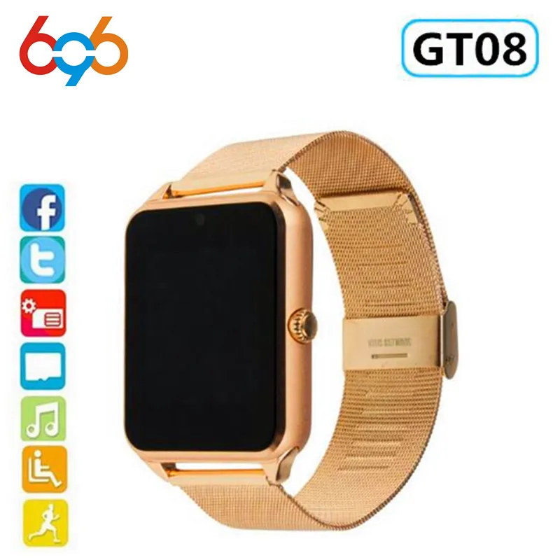 Смарт-часы GT08 Plus металлические часы Bluetooth подключение Android телефон Поддержка SIM TF