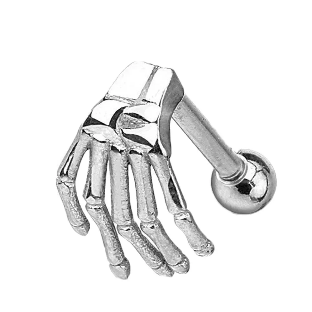 1 шт. модные серьги гвоздики из нержавеющей стали в форме скелета призрака руки