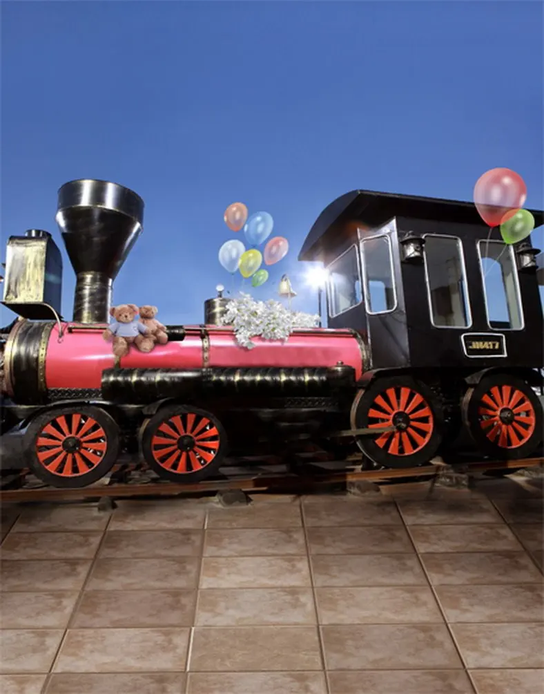 

5x7ft Vintage Train Balloon Photography Backdrops Photo Props Studio Background