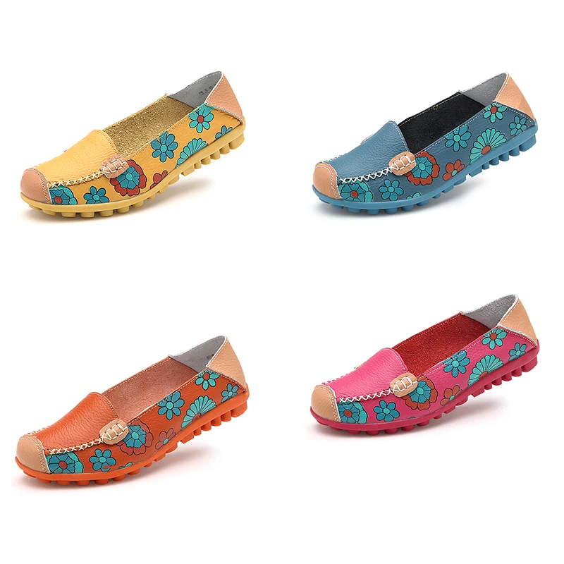 New Design Fashion Women's Flats Loafers Leather Shoes Moccasins Woman Loafer Slip on Casual Comfortable for Women Rubber | Обувь