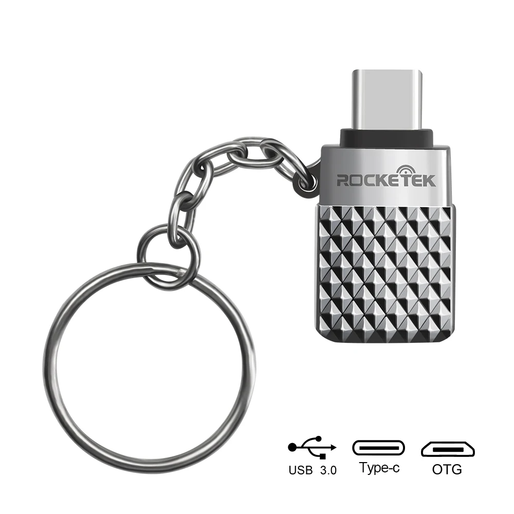 Серебристый Rocketek Высокое качество USB 3,0 для type c OTG адаптер алюминиевый телефон тип-c аксессуары разъем для Xiaomi Oneplus LG Nexus 5X/6P - Цвет: Серебристый