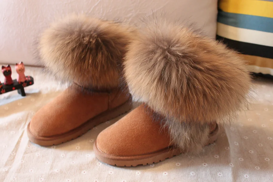 Г., зимние сапоги из натуральной кожи с натуральным мехом енота Muleshoe, зимние женские сапоги до колена