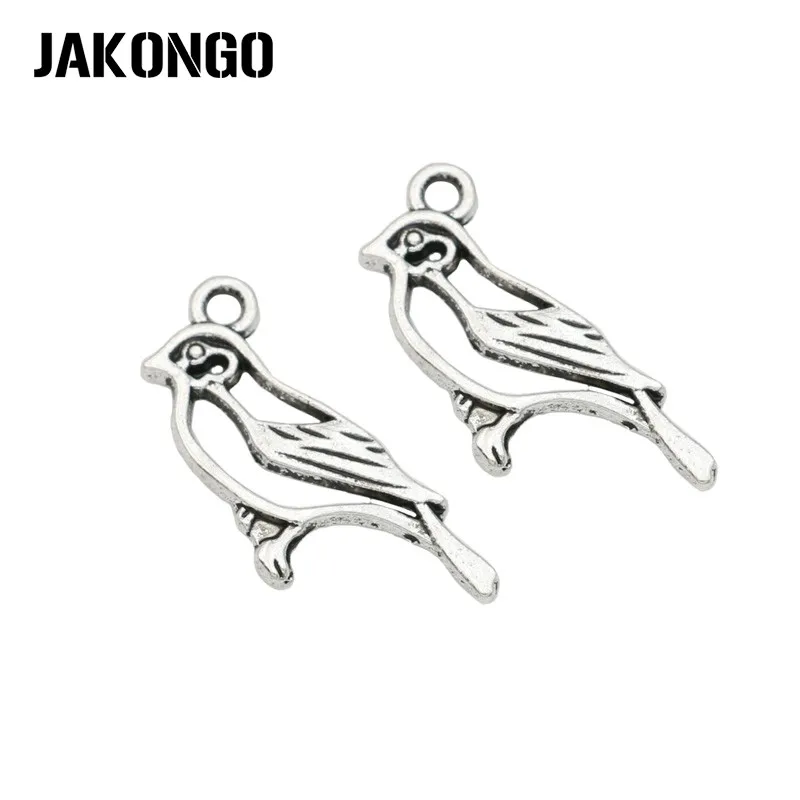 

JAKONGO Античная Посеребренная Подвеска с птицами для изготовления ювелирных изделий Аксессуары для браслетов DIY Ручная работа 20x25 мм 20 шт./лот