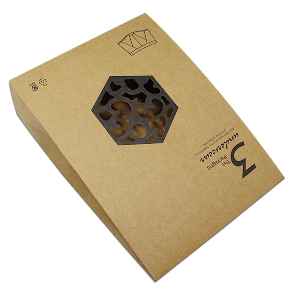 30 шт./лот крафт бумага коричневый выдалбливают мешок для нижнего белья/нижнее