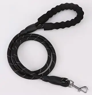 black without Spring Толстая нейлоновая собачья веревка для средних и больших собак твердый контроль поводок Взрывозащищенная металлическая пряжка Pitbull золотой ретривер аксессуары - Цвет: black without Spring
