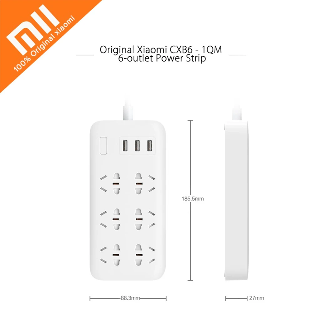 Xiaomi Умный дом Разъем cxb6-1qm Зарядка мощность полосы 2A Быстрая зарядка 6 розеток с 3 USB выход удлинитель